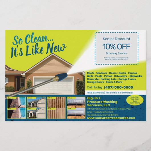 Drukreiniging Half pagina flyer sjabloon (Voorkant)