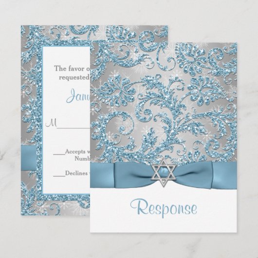 DRUKSTBOW - Winter Wonderland Bat Mitzvah RSVP 2 (Voorkant / Achterkant)