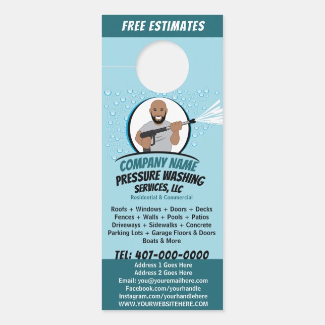 Drukstroom wassen en reinigen  deurhanger (Voorkant)