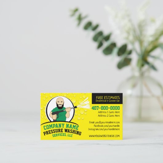 Drukstroom wassen en reinigen  visitekaartje (Staand voorkant)