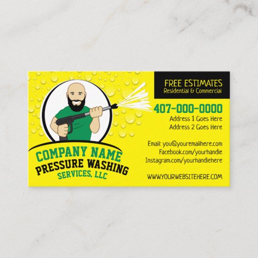 Drukstroom wassen en reinigen  visitekaartje (Voorkant)