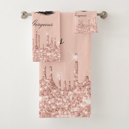 Drukt glitter-effect Lash Hallo Beauty Roos Eyes Bad Handdoek (Insitu)