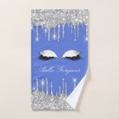 Drukt Glitter Silver Blue Grey Eyelash Hallo Bad Handdoek (Handdoek)