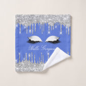 Drukt Glitter Silver Blue Grey Eyelash Hallo Bad Handdoek (Wasdoekje)
