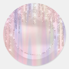 Drukt Glitter Sweet 16th Unicorn Holografen Roze Ronde Sticker