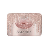 Drukt Roos Roze Blush Glitter Name Monogram Makeup Badmat (Voorkant)