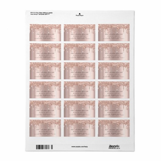 Drukt RSVP Roos Gold Sparkly Glitter Makeup Bridal Etiket (Full Sheet)