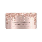 Drukt RSVP Roze Rose Gold Sparkly Glitter Makeup Etiket (Voorkant)