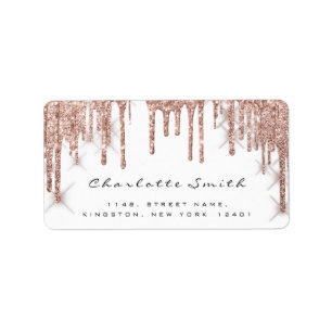 Drukt RSVP White Rose Blush Sparkly Glitter Makeup Etiket