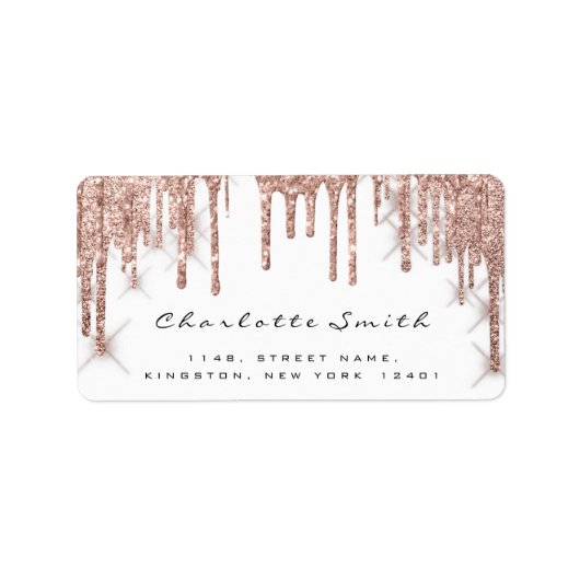 Drukt RSVP White Rose Blush Sparkly Glitter Makeup Etiket (Voorkant)