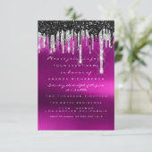 Drukt Zilverroze bridal Sweet 16th Wedding Kaart (Staand voorkant)