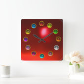 DRUKTE 3D KLEURSTONES VIERKANTE KLOK (Huis)