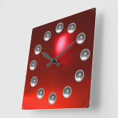 DRUKTE 3D RODE RUBY- EN WITTE GEMSTONEN VIERKANTE KLOK (Hoek)