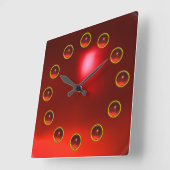 DRUKTE 3D RODE RUBY GEMSTONES VIERKANTE KLOK (Hoek)