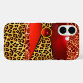 DRUKTE GIRAFFE LEOPARD HUID ROOD RUBY GEMSTONE Case-Mate iPhone CASE (Achterkant (horizontaal))