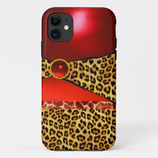 DRUKTE GIRAFFE LEOPARD HUID ROOD RUBY GEMSTONE Case-Mate iPhone CASE (Achterkant)