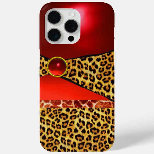 DRUKTE GIRAFFE LEOPARD HUID ROOD RUBY GEMSTONE Case-Mate iPhone CASE (Achterkant)