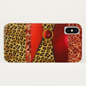 DRUKTE GIRAFFE LEOPARD HUID ROOD RUBY GEMSTONE Case-Mate iPhone CASE (Achterkant (horizontaal))