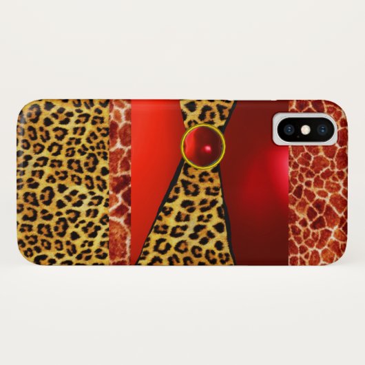 DRUKTE GIRAFFE LEOPARD HUID ROOD RUBY GEMSTONE Case-Mate iPhone CASE (Achterkant (horizontaal))