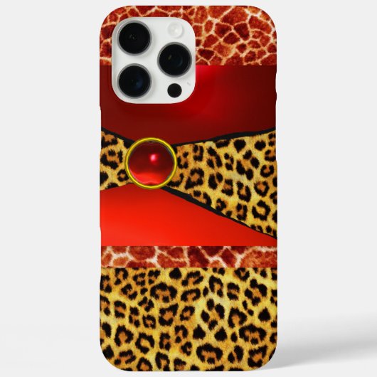 DRUKTE GIRAFFE LEOPARD HUID ROOD RUBY GEMSTONE Case-Mate iPhone CASE (Achterkant)