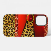 DRUKTE GIRAFFE LEOPARD HUID ROOD RUBY GEMSTONE iPhone HOESJE (Achterkant horizontaal)