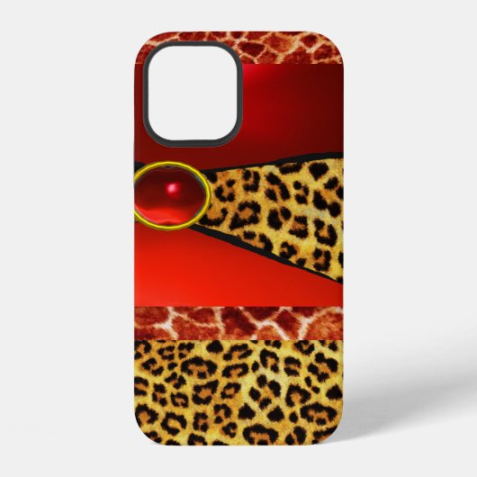DRUKTE GIRAFFE LEOPARD HUID ROOD RUBY GEMSTONE iPhone HOESJE (Achterkant)