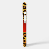 DRUKTE LEOPARD FUR RED RUBY GEMSTONE MONOGRAM, Case-Mate iPhone CASE (Achterkant / Links)