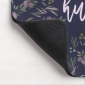 drukte | Navy Blue met moderne rokerige bloemen Muismat (Hoek)