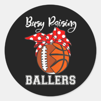 Drukte opvoeden Ballers Grappig Football Basketbal Ronde Sticker