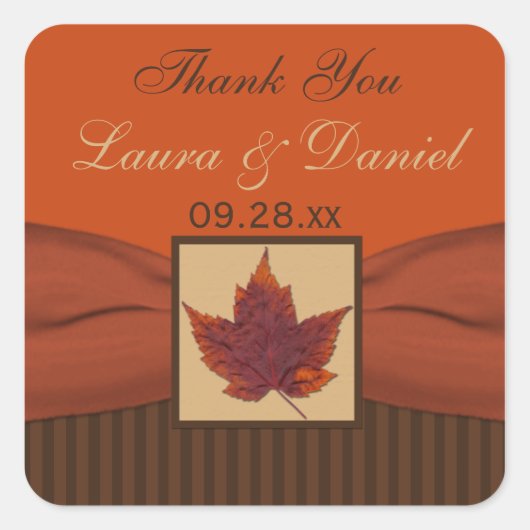 DRUKTE RIBBON Autumn Leaf 1,5-inch Wedding Sticker (Voorkant)