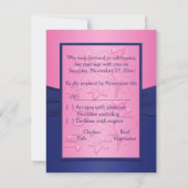 DRUKTE RIBBON Navy, Roze Floral RSVP-kaart RSVP Kaartje (Achterkant)