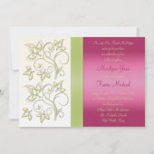 DRUKTE RIBBON Pink Green Floral Monogram Invite Kaart (Achterkant)