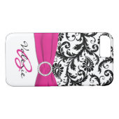 DRUKTE RIBBON Pink, zwart, witte Floral Damask Case-Mate iPhone Case (Achterkant (Horizontaal))