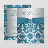 DRUKTE RIBBON Silver, Blauwgroen kaart voor het be (Voorkant / Achterkant)