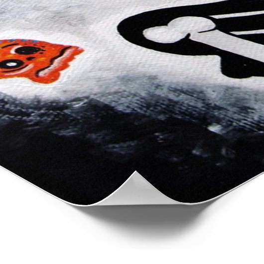 DRUKTE VAN DE Drijvende schedel Poster (Hoek)