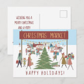 Drukte van het kerstmarkt toneel feestdagenkaart (Voorkant / Achterkant)
