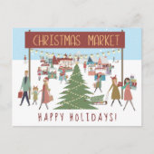 Drukte van het kerstmarkt toneel feestdagenkaart (Voorkant)
