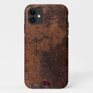 Drukverouderde lederen kijkdozen met mobiele telef iPhone 11 hoesje