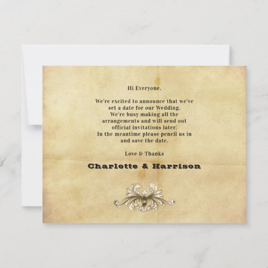  drukvervalstijl slaat de datum op save the date (Achterkant)