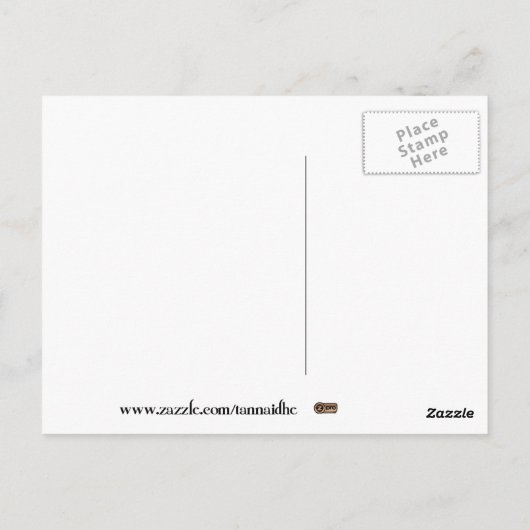 Drukvulling op lichtroze buis briefkaart (Achterkant)