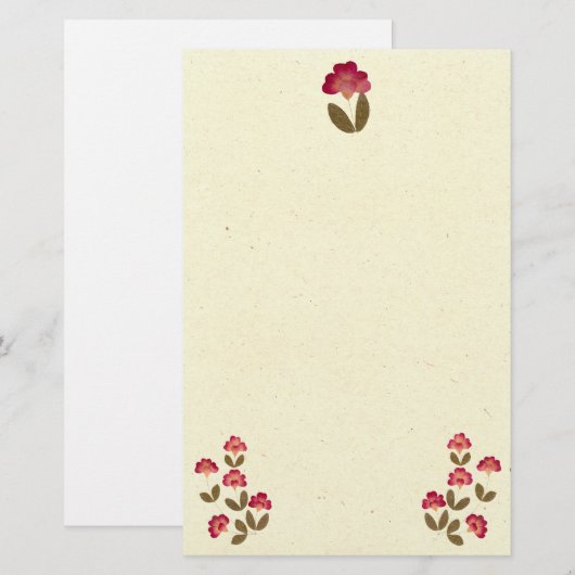 Drukvulling op lichtroze buis briefpapier (Voorkant / Achterkant)