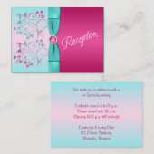 DRUKWART Warm Roze, Aqua Floral Enclosure Kaart (Voorkant / Achterkant)