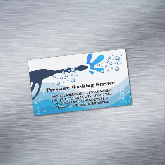 Drukwas Waternevel | Zeepbellen Zakelijk Magnetisch Visitekaartje (Voorbeeld)