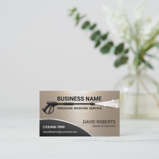 Drukwasapparaat Wasmachine Gold Metalen Reiniging Visitekaartje (Staand voorkant)