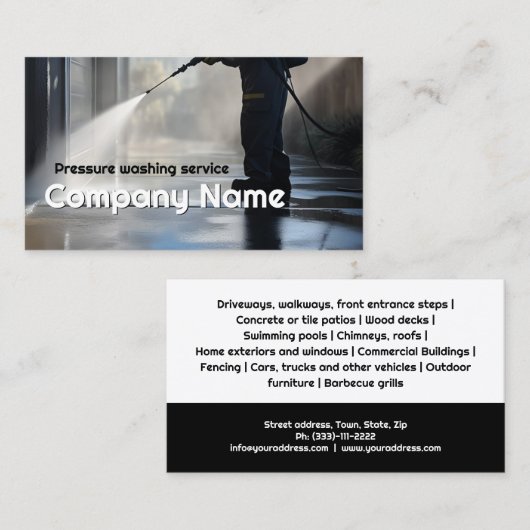 Drukwasdienst Huis Buitenreiniger Visitekaartje (Voorkant / Achterkant)