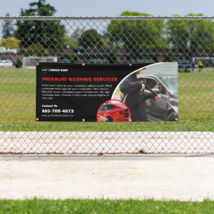 Drukwasdienst op maat spandoek