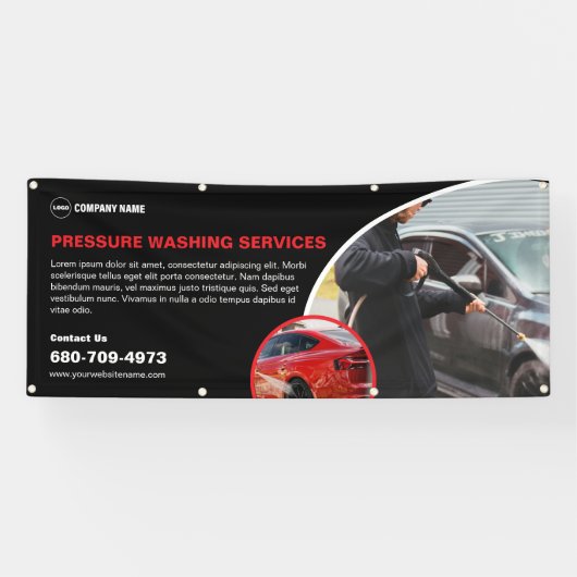 Drukwasdienst op maat spandoek (Horizontaal)