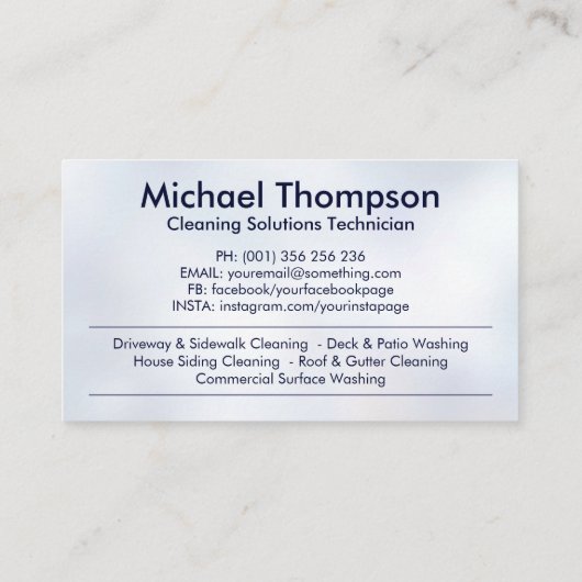 Drukwasdiensten Visitekaartje (Achterkant)