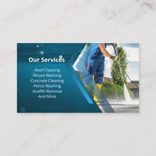 Drukwaskracht Was Blauw Zee Reiniging Visitekaartje (Achterkant)