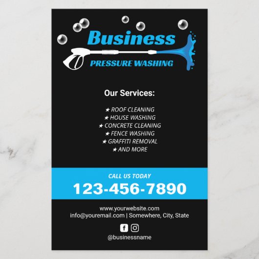 Drukwaskracht Wasmachine Huis Reiniging Zwart Flyer (Voorkant)